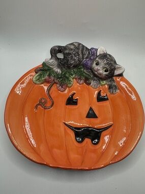 Fitz and Floyd Jack-O-Lantern Canape plate